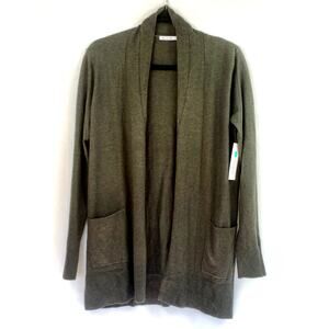 Pink Clover Cardigan Women Small Gray Long Sleeve Front Pockets Open Front